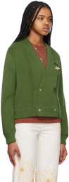 Bode Green Double-Breasted Cardigan