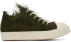 Rick Owens Green Pony Hair Low Sneakers