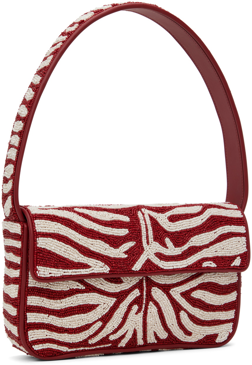 Staud Red & White Tommy Beaded Bag Staud