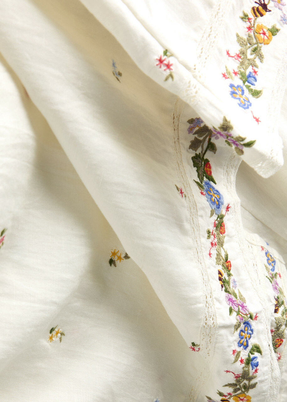 Rixo Carey Floral-embroidered Woven Midi Dress Ivory Rixo Rixo Carey Floral-embroidered Woven Midi Dress Ivory Rixo