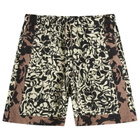 Dries Van Noten Men's Squiggle Border Print Shorts in Black