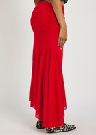 Ganni Draped Asymmetric Jersey Midi Skirt Red