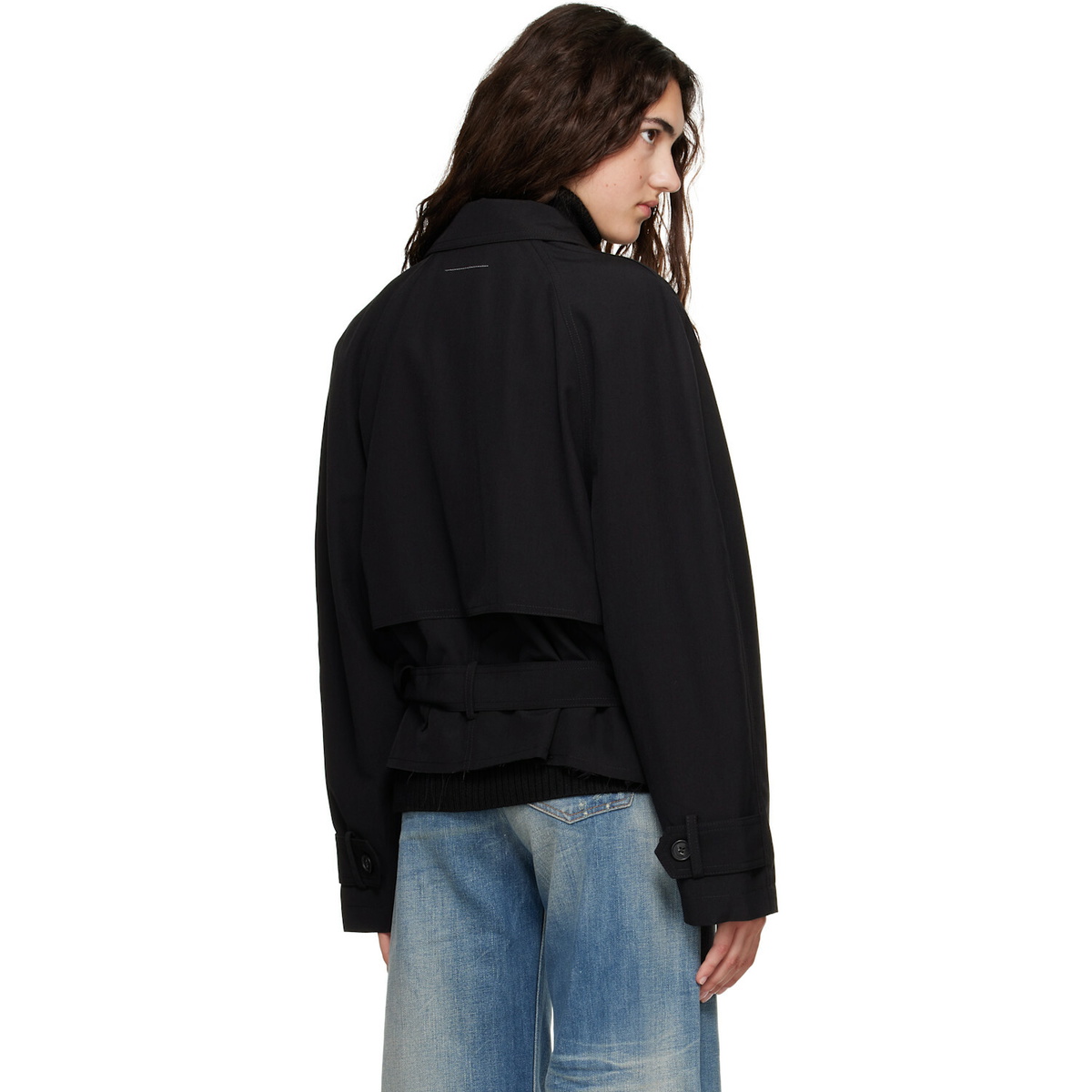 MM6 Maison Margiela Black Belted Wool Blend Jacket
