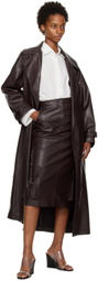 Olēnich Brown Cargo Faux-Leather Midi Skirt