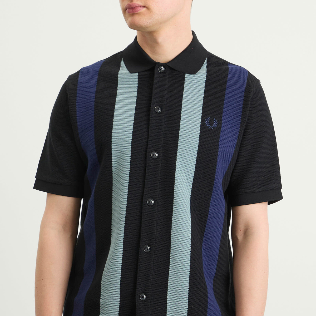 Fred Perry Men's Vertical Stripe Polo Shirt in Black