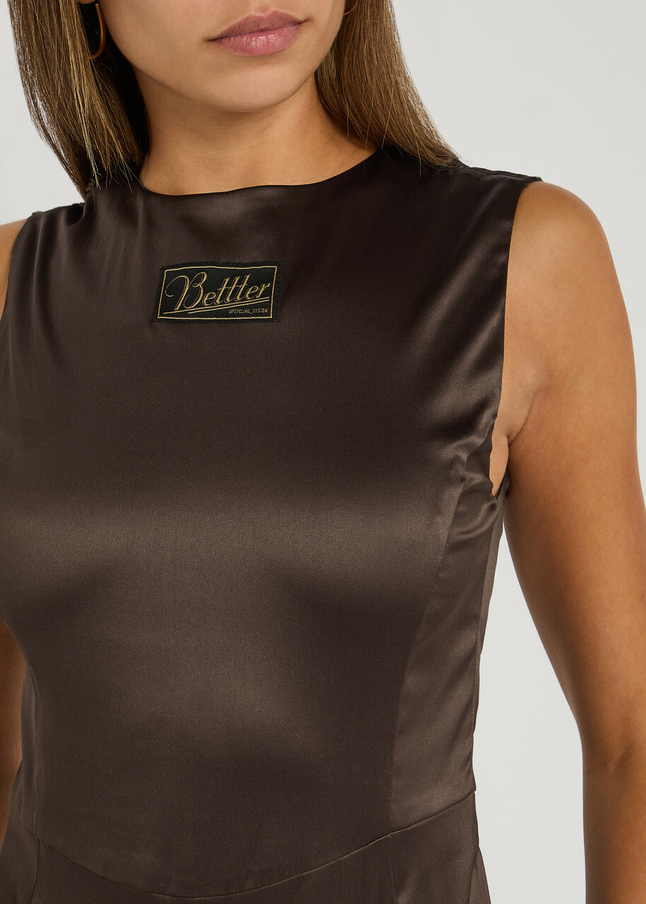 Bettter Smoked Stretch-satin Bodysuit Dark Brown