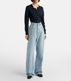 Bottega Veneta Intrecciato leather-trimmed wide-leg jeans