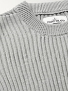 Stone Island - Logo-Appliquéd Ribbed Wool Sweater - Gray