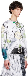 Chopova Lowena White Doodle Bear Long Sleeve T-Shirt