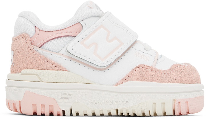 Photo: New Balance Baby Pink & White 550 Sneakers