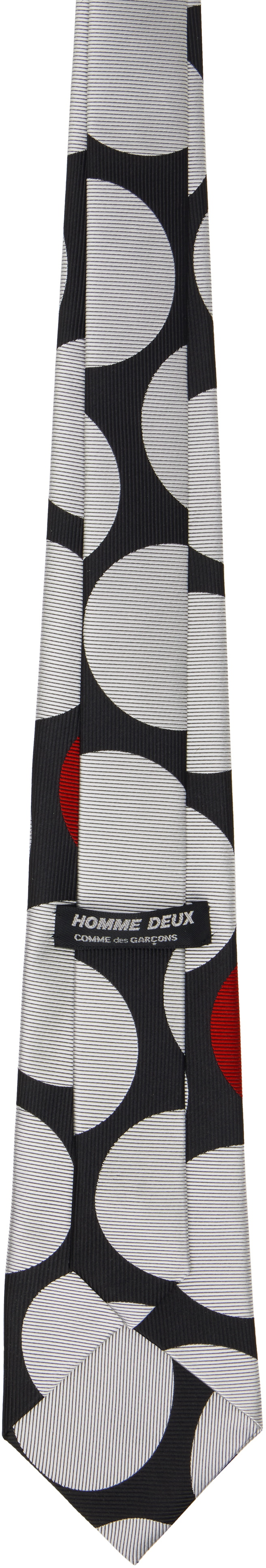 Comme des Garçons Homme Deux Black & White Silk Polka Dots Tie