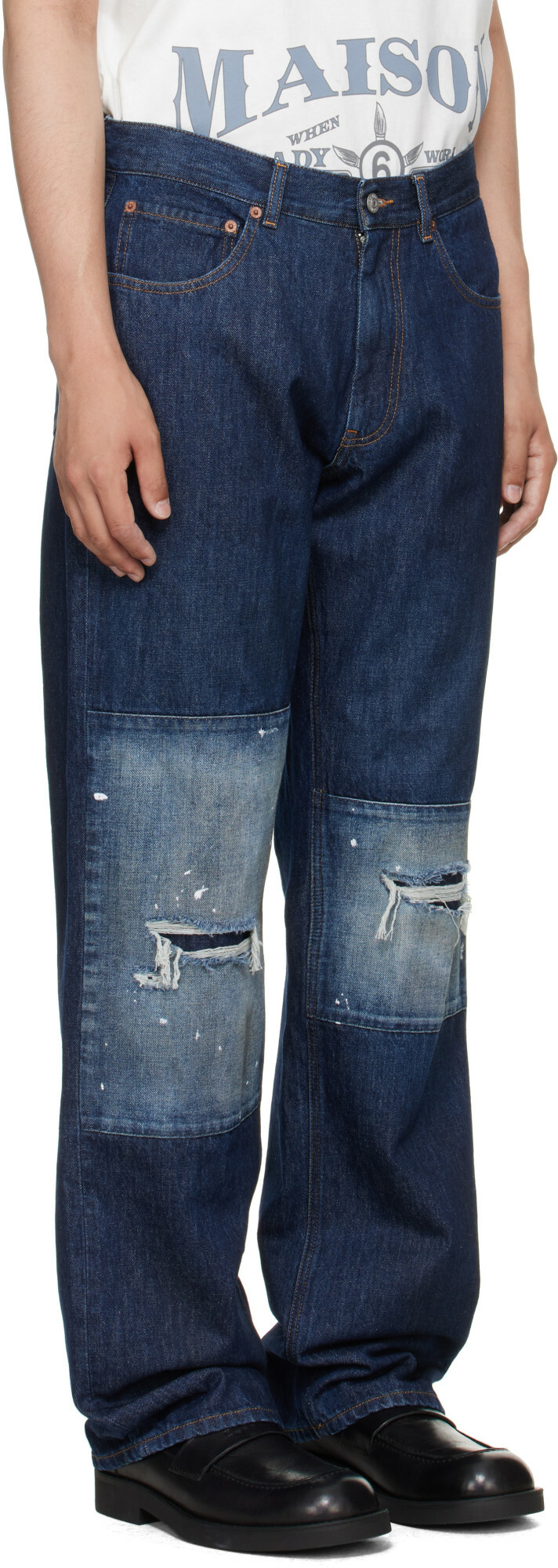 MM6 Maison Margiela Blue Straight-Leg Jeans