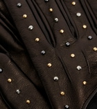 Versace Cutout studded leather gloves