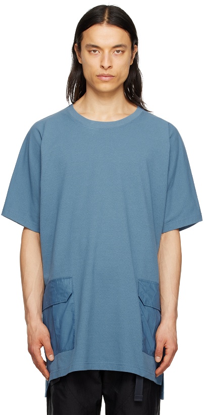 Photo: Y-3 Blue Cargo Pocket T-Shirt
