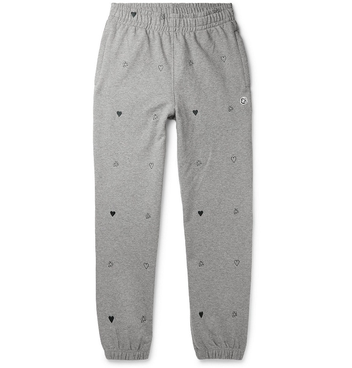 Photo: Billionaire Boys Club - Heart & Mind Tapered Logo-Appliquéd Embroidered Cotton-Jersey Sweatpants - Gray