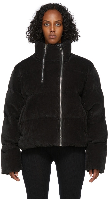 Photo: System Black Down Faux-Suede Puffer Jacket