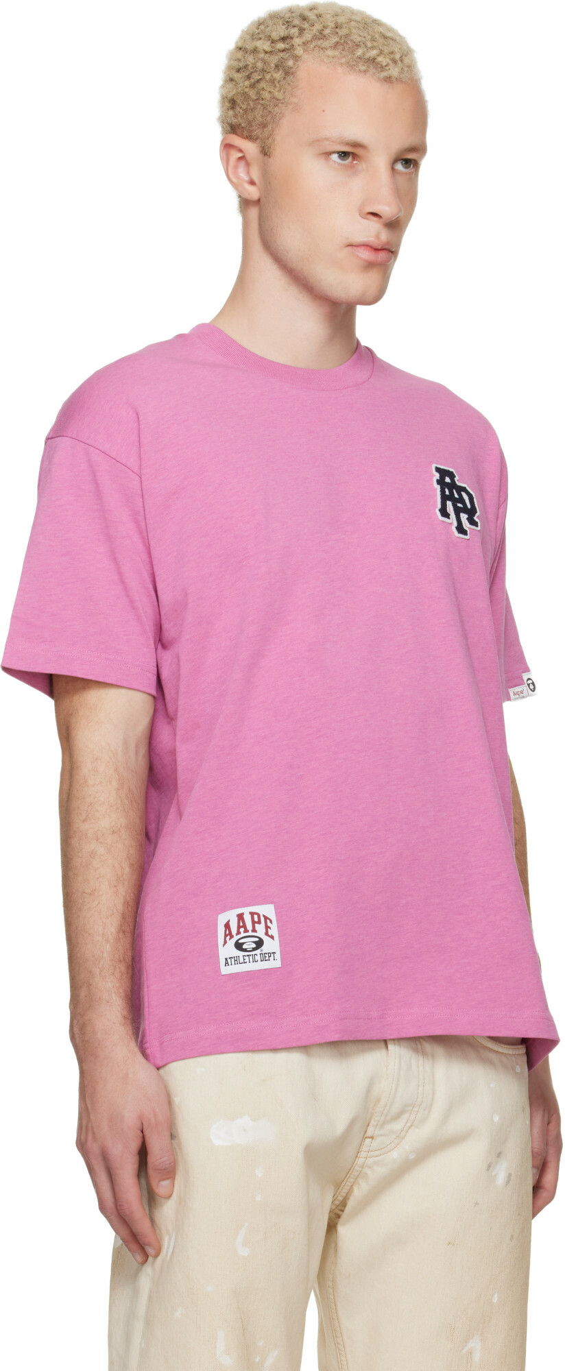 AAPE by A Bathing Ape Pink Logo Patch T-shirt