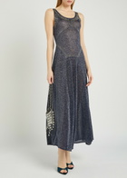 Rabanne Embellished Metallic-knit Midi Dress Navy