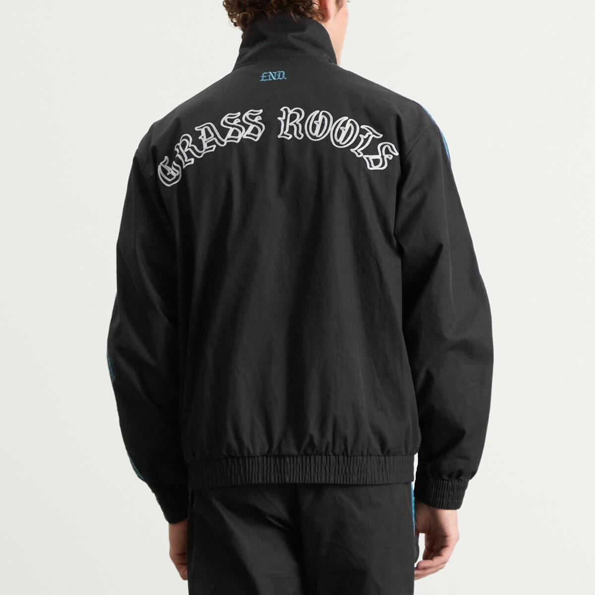 END. x adidas Track Top in Black/Real Teal