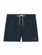 CELINE - Straight-Leg Mid-Length Logo-Embroidered Swim Shorts - Blue