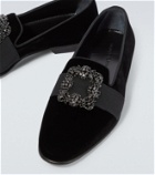 Manolo Blahnik Carlton embellished velvet loafers