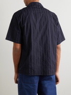 Norse Projects - Carsten Convertible-Collar Striped Cotton-Poplin Shirt - Blue