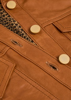 Skiim Amelie Cropped Leather Jacket Brown