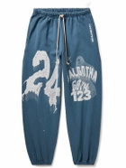 RRR123 - Enemy Tapered Logo-Print Cotton-Jersey Sweatpants - Cobalt