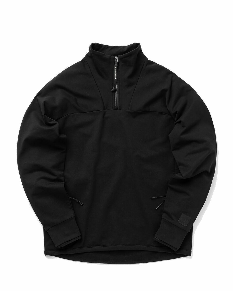 Photo: C.P. Company Metropolis Series Stretch Fleece Reverse Zipped Sweatshirt Black - Mens - Half Zips