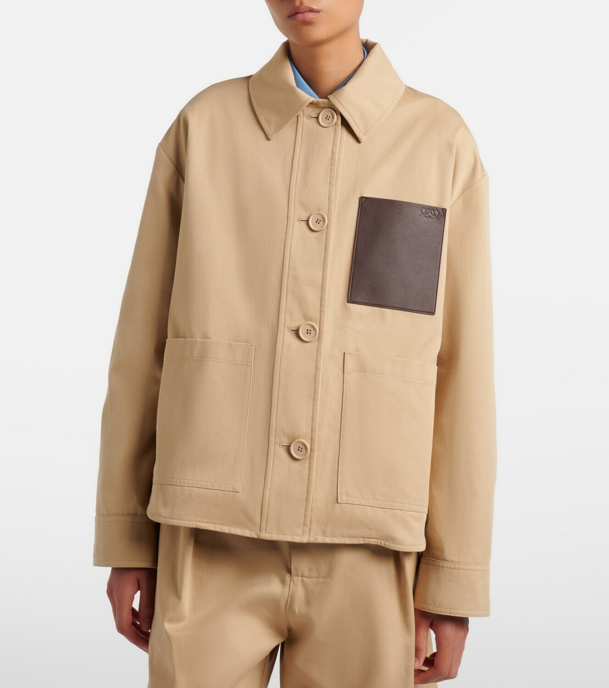 Loewe Leather-trimmed cotton jacket