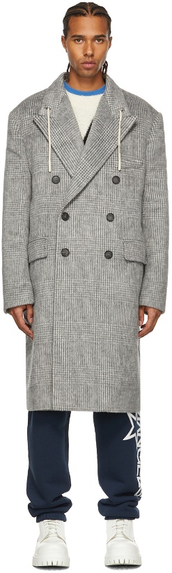 Photo: Palm Angels Grey Checked String Coat