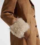 Rixo Cienna embroidered suede coat