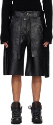 Swampgod Black Patchwork Leather Beach Shorts