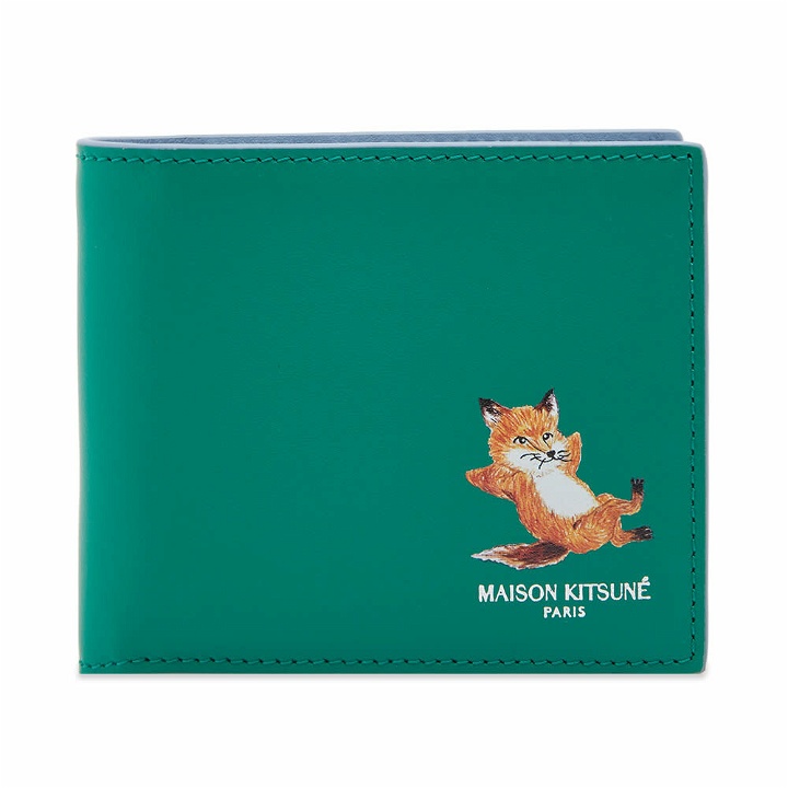 Photo: Maison Kitsuné Men's Chillax Compact Bifold Wallet in Grass Green
