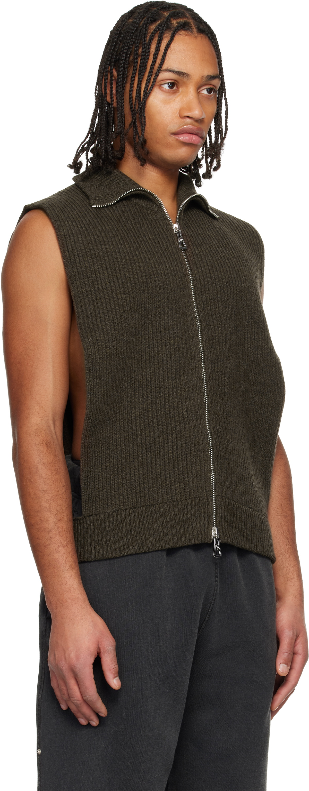 Jean Paul Gaultier Brown Turtleneck Sweater Vest
