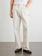 Cherry Los Angeles - Paint-Splattered Distressed Straight-Leg Jeans - White