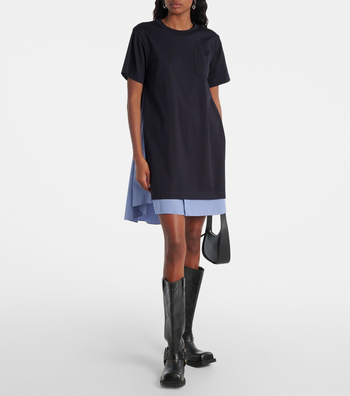 Sacai Striped cotton minidress