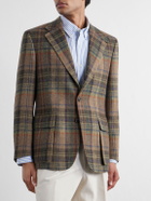 Polo Ralph Lauren - Suede-Trimmed Checked Wool Blazer - Green