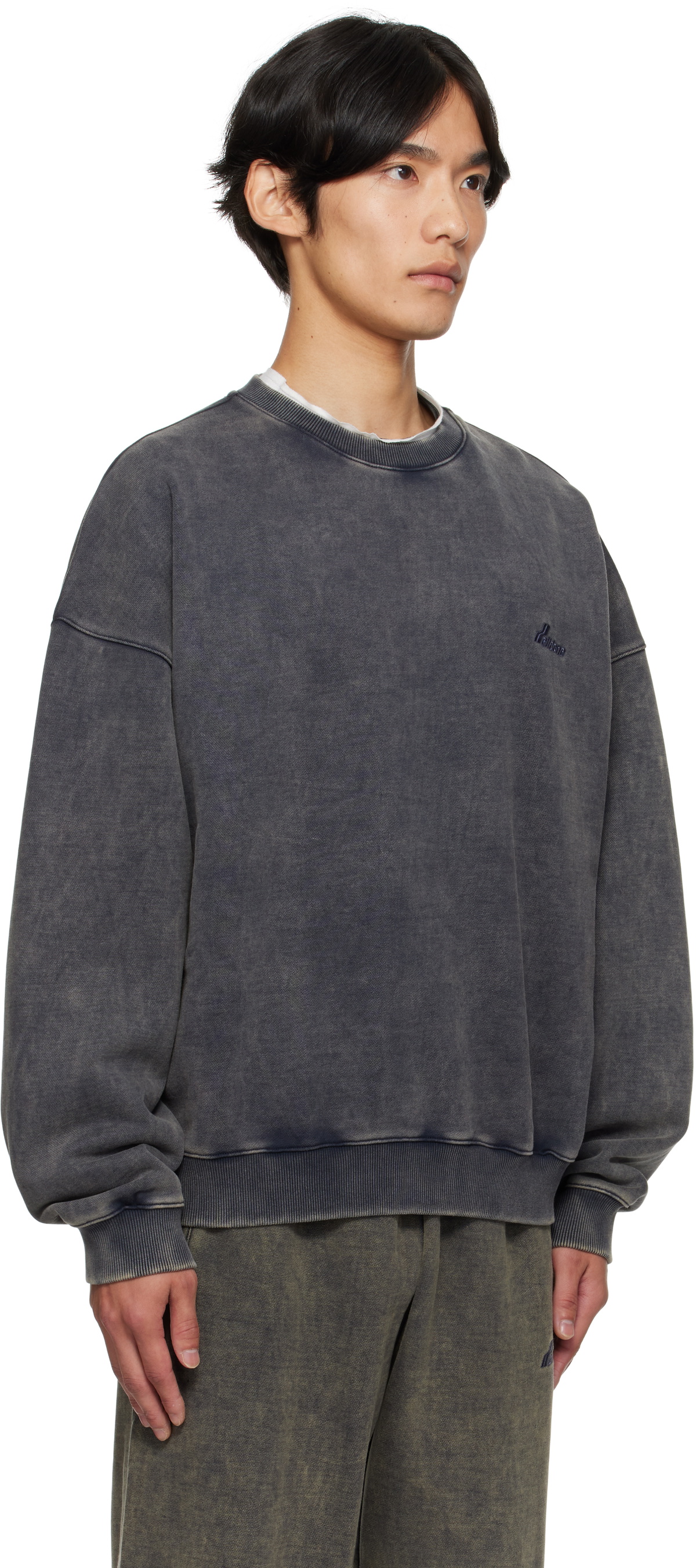 We11done Navy Bleached Sweatshirt