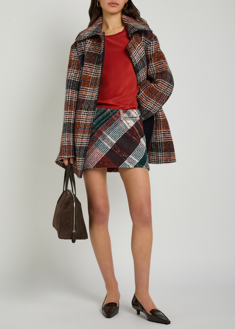 Missoni Tartan Wool-blend Mini Skirt Green