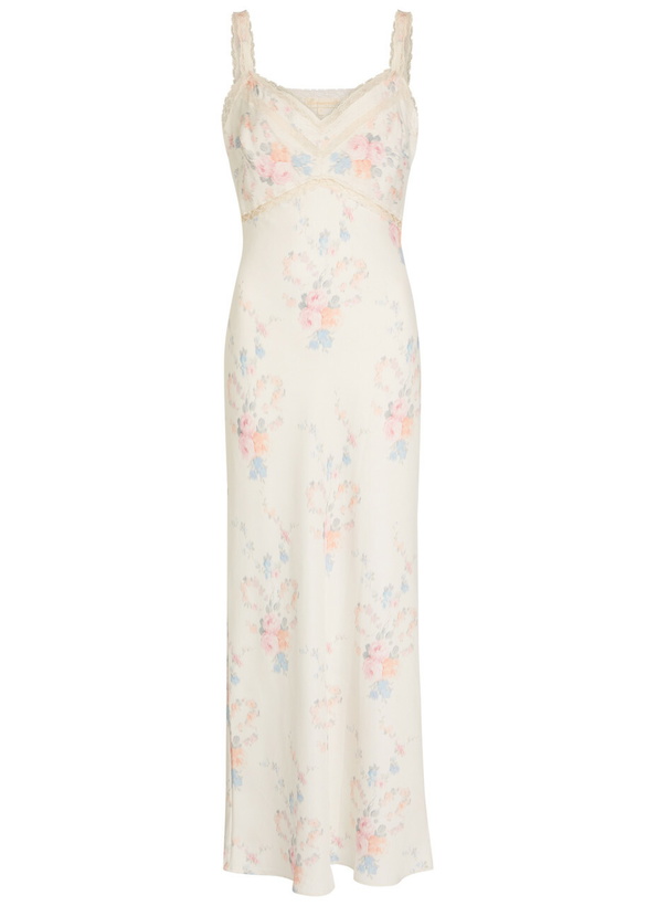 Photo: Loveshackfancy Annabeth Floral Satin Maxi Slip Dress Light Pink