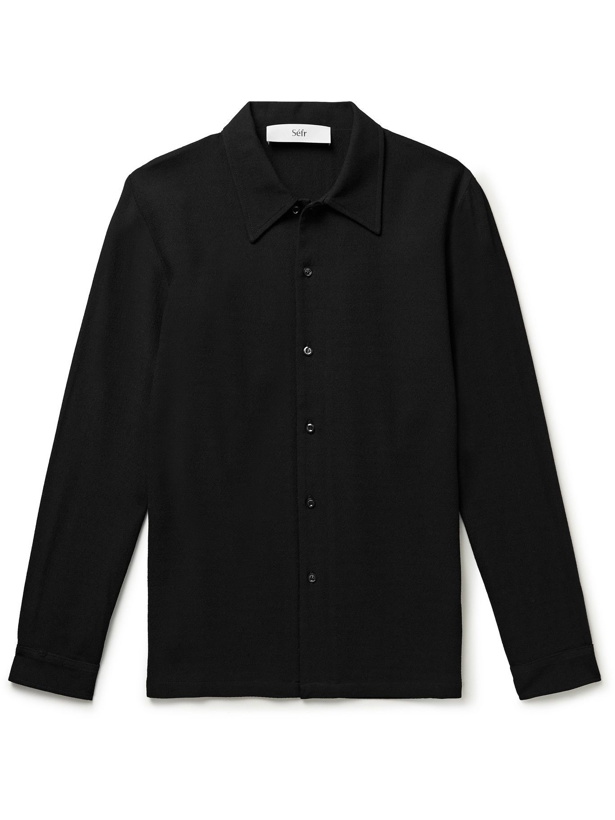 Photo: Séfr - Ripley Embroidered Cotton-Seersucker Shirt - Black