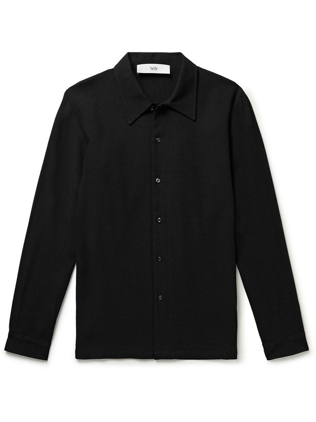 Photo: Séfr - Ripley Embroidered Cotton-Seersucker Shirt - Black