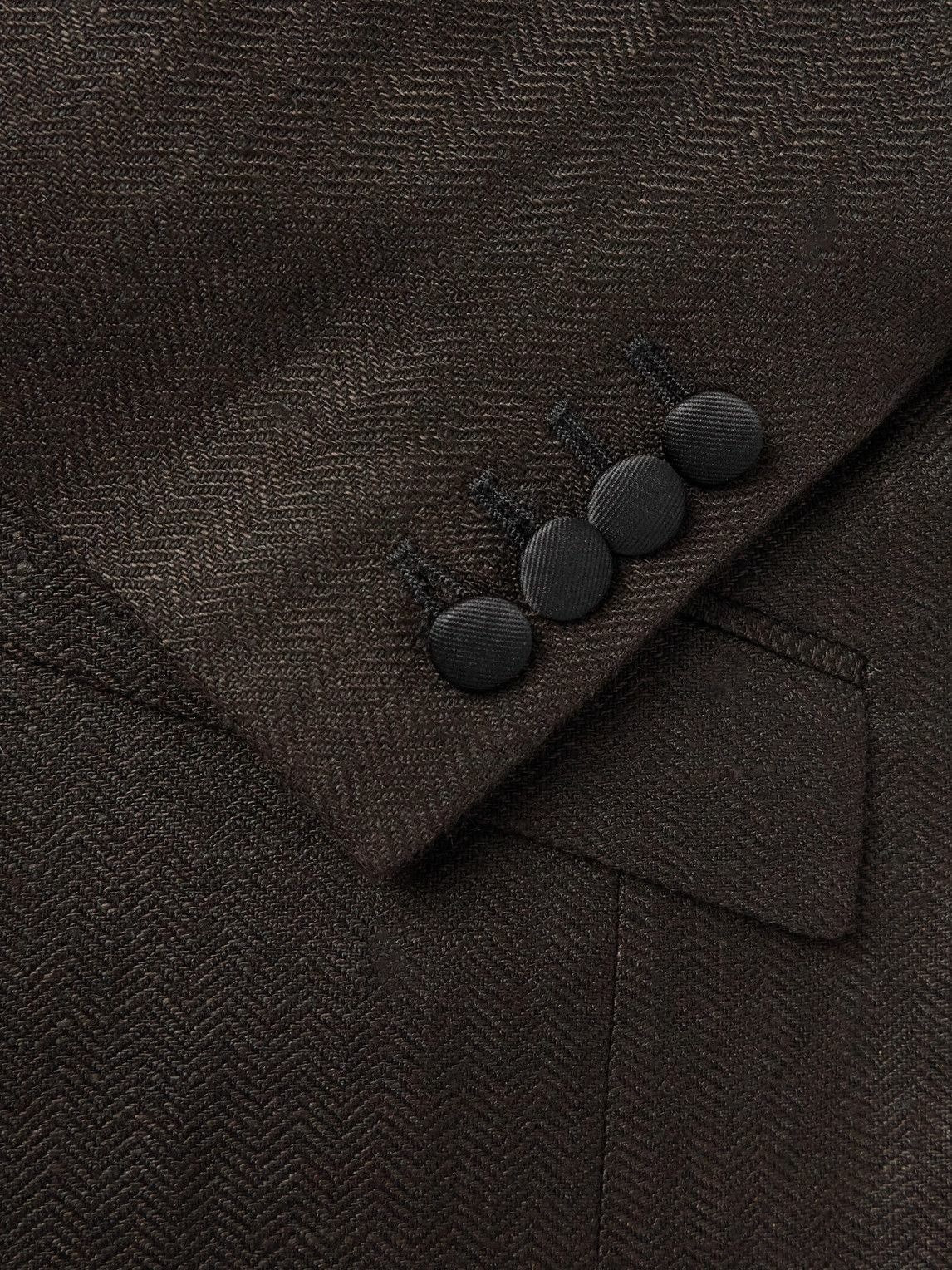 Favourbrook - Randwick Slim-Fit Faille-Trimmed Herringbone Linen and Silk-Blend Tuxedo Jacket - Brown