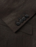 Favourbrook - Randwick Slim-Fit Faille-Trimmed Herringbone Linen and Silk-Blend Tuxedo Jacket - Brown