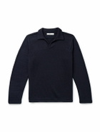 Inis Meáin - Wool and Linen-Blend Polo Shirt - Blue
