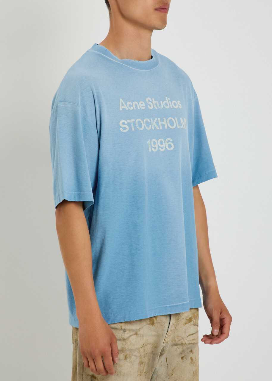 Acne Studios Logo-print Cotton-blend T-shirt Light Blue