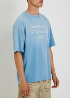 Acne Studios Logo-print Cotton-blend T-shirt Light Blue