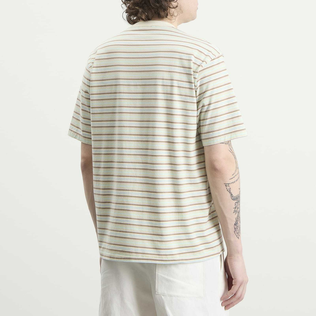 Auralee Men's Gradient Stripe Jersey T-Shirt in Fade Mint Stripe