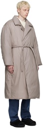 AMOMENTO Beige Belted Down Coat